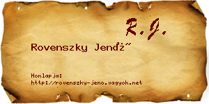 Rovenszky Jenő névjegykártya